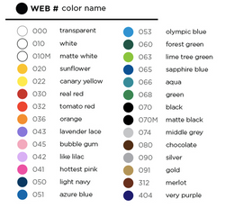 Color Chart for Vinyl Decal Stickers